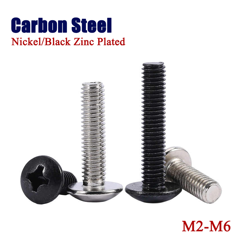 Carbon Steel Phillips Truss Head Screw Pan Head Bolts Nickel/Black