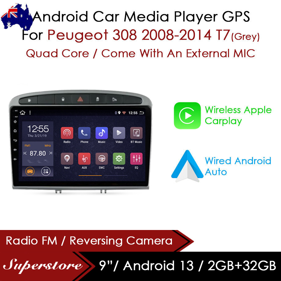 9" Android 13 CarPlay Auto Car Stereo GPS Head Unit For Peugeot 308 2008-2014 T7