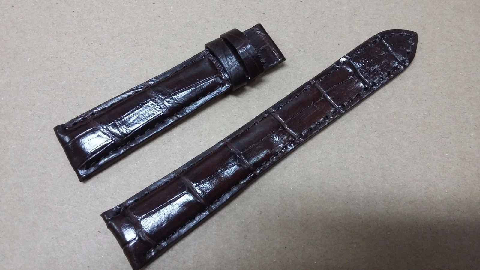 20mm/16mm Brown Alligator Crocodile Embossed Leather Watch Strap Band