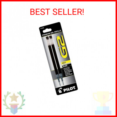 Pilot, G2 Gel Ink Refills, Bold Point 1 mm, Black, Pack of 2