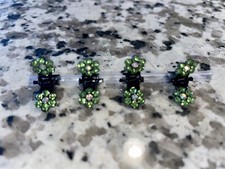 4PC Set Flower Hair Clip, Mini Jaw Clip Made with Swarovski Crystals/Color-Green