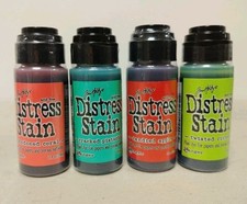New Ranger Tim Holtz DISTRESS STAIN Fluid Dye Acid Free Lot Of 4 