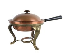 Vintage Copper & Brass Chafing Dish with Warming Stand 10"