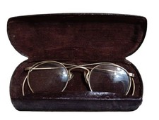 Vintage 1930s Round 24K Gold Wire Rim Eyeglasses With Original Case Adult Unisex
