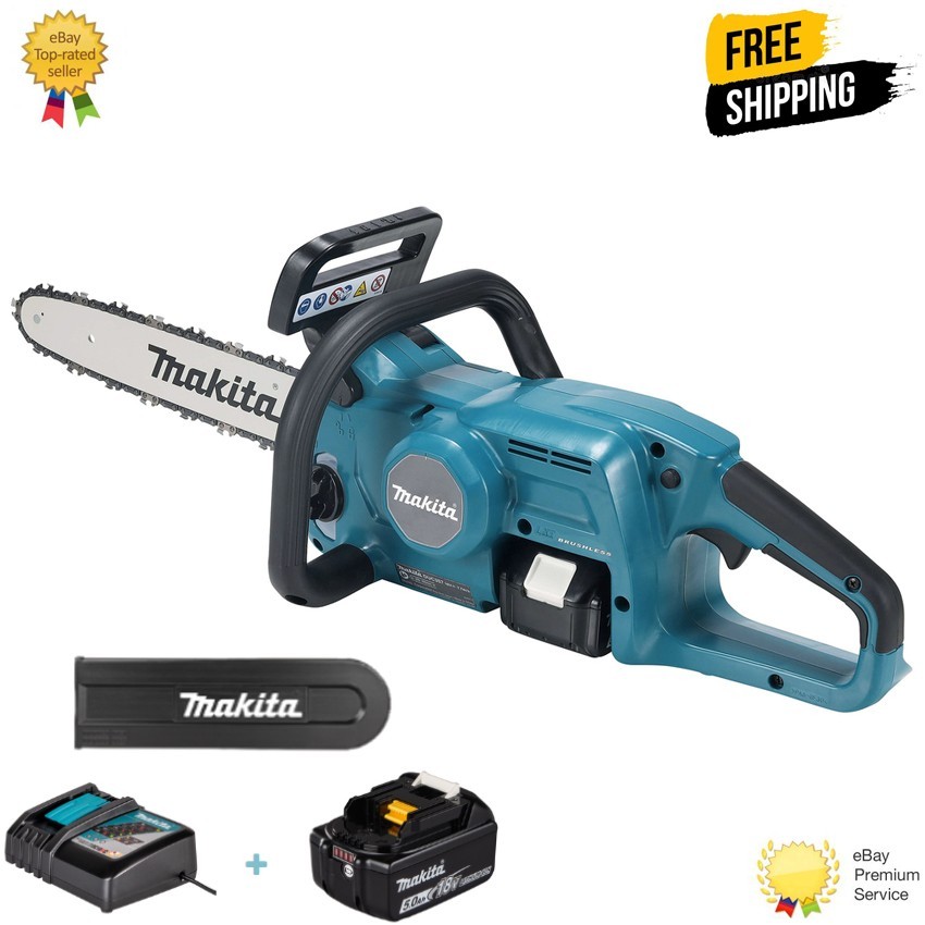 Makita DUC357RT Chainsaw Cordless LXT 18v Brushless 35cm Bar with batteries kit