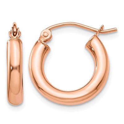 Creolen 10 Karat Rotgold 2 mm poliert runde Form für Frau L-15 mm, B-3 mm
