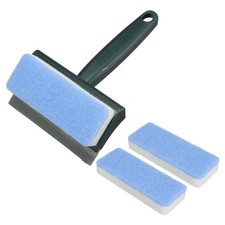 Shower Spatula Cleaning Tool Kit with 2 Extra Head, Green Handle