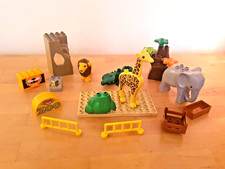 (B01) Lego Duplo Zoo Set Elefante Giraffa Leone Piastra Rocce Animali