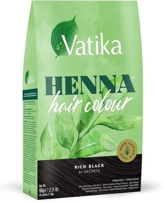 Vatika Henna Rich Black Hair Colour - 60g (6 x 10g Sachets), Natural &...