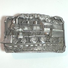 Vintage Western Train Buckle Metal American Railroad Steam Engine Sisskiyou 1986