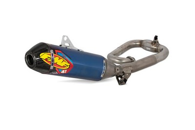 FMF Factory 4.1 RCT Full System - Blue Titanium Muffler - Carbon End Cap 044457
