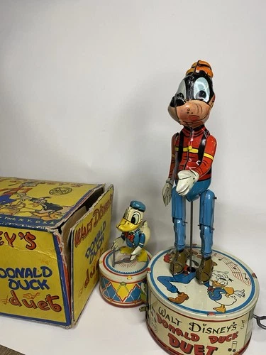 Vintage Marx Walt Disney Donald Duck Duet Windup Toy w/ Original Box