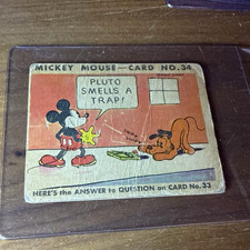 Mickey Mouse 1935 gum card Card No. 34 &ldquo;Pluto Smells a Trap!&rdquo; RARE