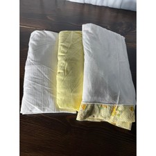 Vintage Carters Penneys Toddletime Crib Sheet Set 3pc Cotton White Yellow USA