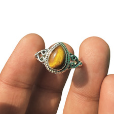 Natural Tiger eye 925 Sterling Silver Handmade Stackable Ring Jewlery For Womens
