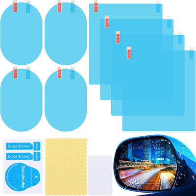 8 Pieces Car Rearview Mirror Film, anti Fog Glare Rainproof Waterproof Mirror HD