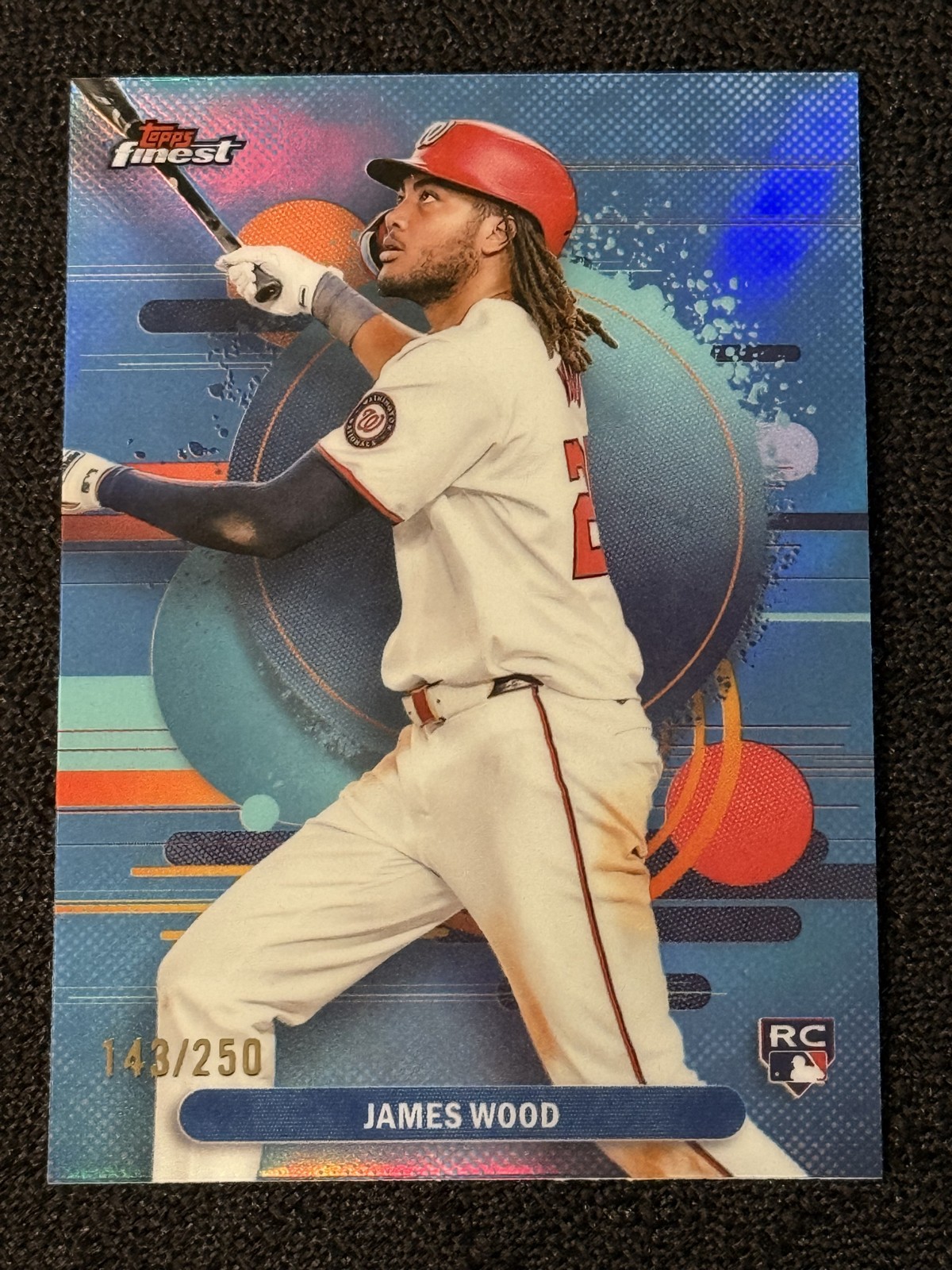 2025 Topps Finest Uncommon James Wood Sky Blue Refractor /250 (RC) Nationals MLB