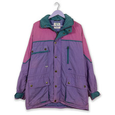 Giacca a vento Vintage viola e rosa faded con zip e bottoni - Taglia XL uomo