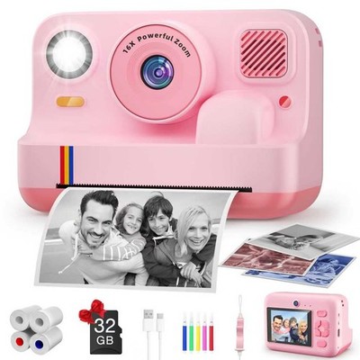 Instant Print Camera for Kids, App Printing, 1080P Video, Dual-Lens Selfie Di...