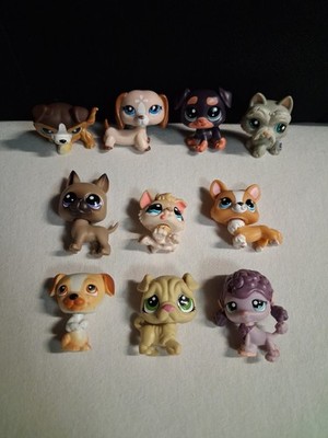 10x LPS Littlest Pet Shop Dogs Lot Figures Toys Authentic Sharpei Poodle Corgi