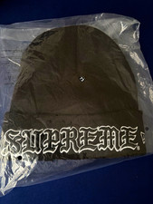 Supreme Old English Solid Black Beanie Hat On...