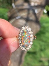 18ct gold diamond black opal cluster ring antique 1930s