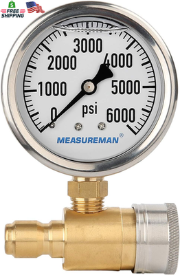 #ad Measureman 2 1 2quot; Pressure Washer Gauge Pressure Gauge Kit 3 8 Inch Quick Conn $28.69