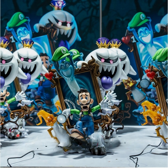 Wake studio Luigi Resin Statue In Stock H44cm Painted Ghost House Led Light