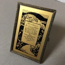 C & A Richards 1930 Brass Art Deco Easel Frame / Reversable Mirror ~ Mother Poem