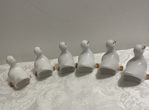 Vintage Ceramic White Duck Goose Napkin Rings Set of 6 Farmhouse Shabby ...