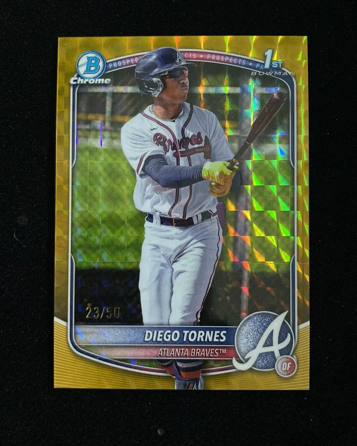 2025 Topps Chrome Bowman 1st Diego Tornes Gold Geometric 23/50 Braves HD