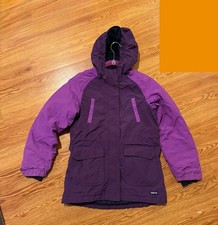 Lands End Jacket Girls Grow A Long 10-12 Purple Squall Waterproof Hooded FLAW