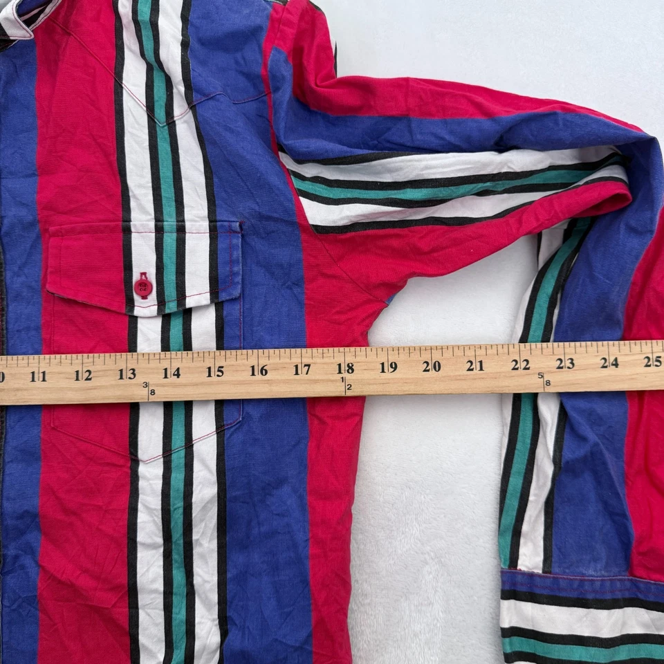 Camisa De Colección Wrangler Brushpopper Niños 16 L Rayas Vaquero Rodeo Rancho Western Foto 2 de 4