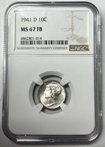 1941-D NGC MS67 FB Mercury Dime
