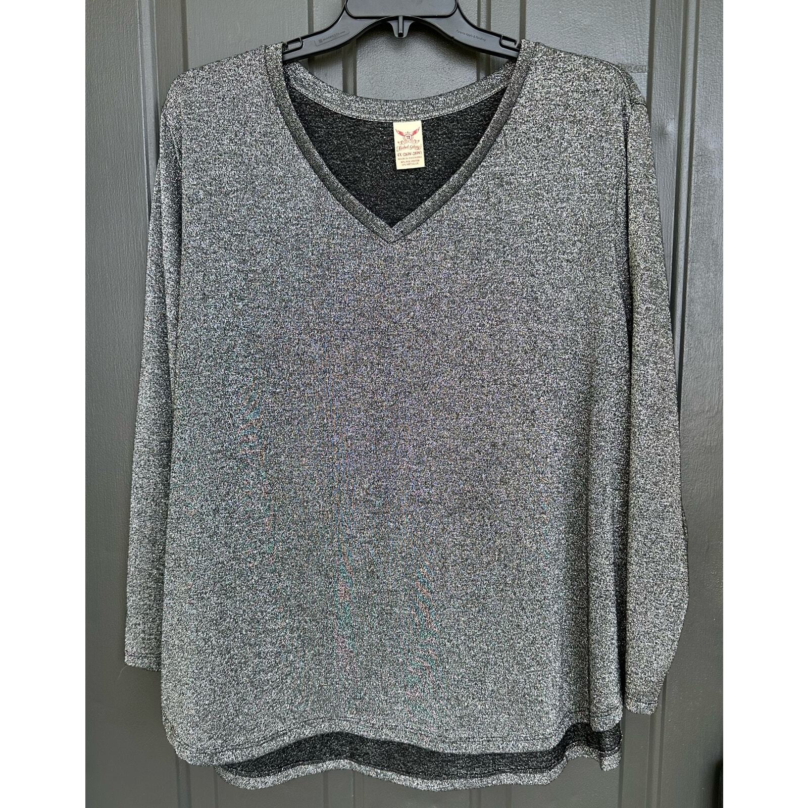 Faded Glory Silver Long Sleeve Sweater for Women's Plus Size 4XL