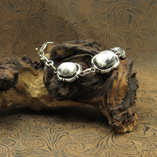 White Buffalo Sterling Silver Adjustable Link Bracelet - Picture 3 of 7