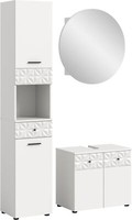 Xonox.Home 3 Tlg. BadmöBel-Set Hochschrank Unterschrank Spiegel Prisma Weiß