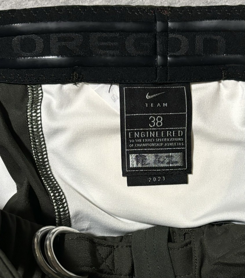 Nike Size 38 Oregon Ducks PE Game Worn 2021 Football Pants With Pads