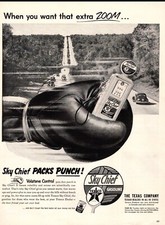 1949 vintage AD for TEXACO SKY CHIEF GASOLINE Packs a Punch! great AD 123122