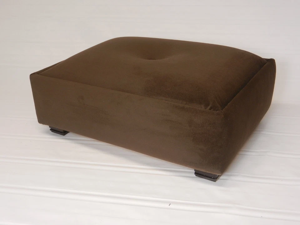 Large Tufted Suede Footstool Available In 7 Colors - Image 2 of 4