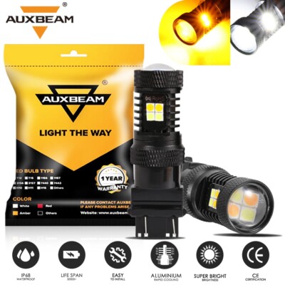 For Chevy Silverado1500 2500 Auxbeam White/Amber Dual LED Turn Signal Light Bulb