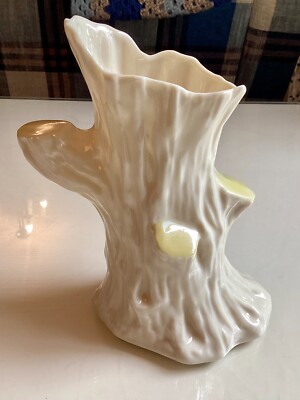 Belleek Baumstamm Spill Vase gelb glänzend 7. Mark 1980-1992 sehr guter Zustand