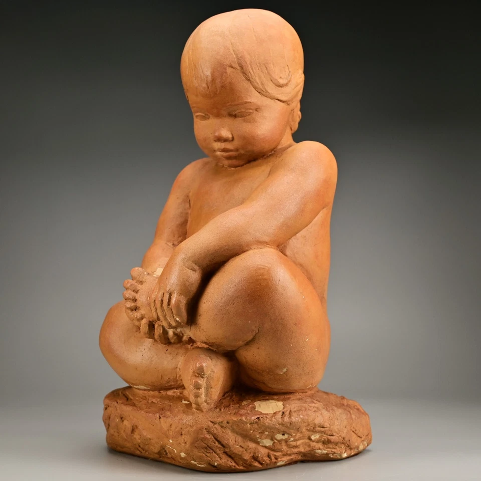 MPI BBW Museum Original Vintage Signed Terracotta Ceramic Baby Statue Sculpture - Image 3 of 4