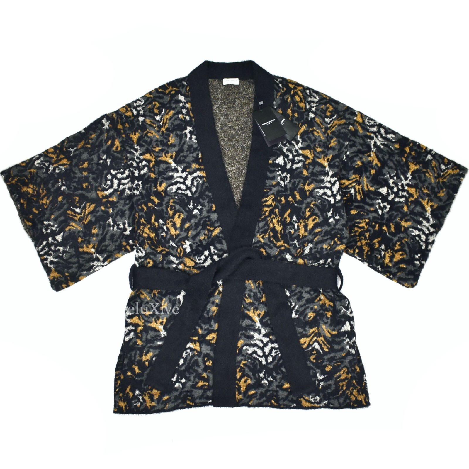 SAINT LAURENT Maglione kimono Tigre Jacquard da uomo nuovo con etichette $1890 AUTENTICO