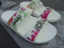 New Crocs Classic Crocs Tie Dye Graphic Sandal Men's 5 Women's 7 White/Multi