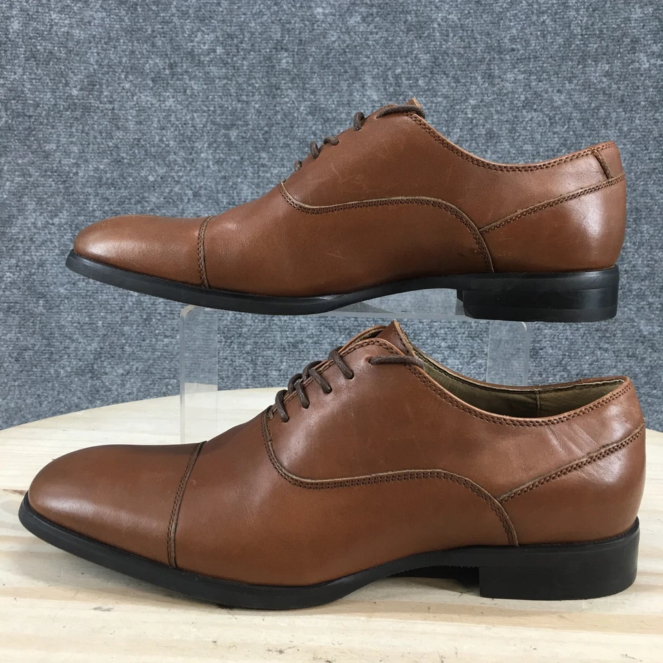 Calvin Klein Shoes Mens 8 M Carlton Dress Cap Toe Oxford Brown Faux Leather - Image 2 of 4