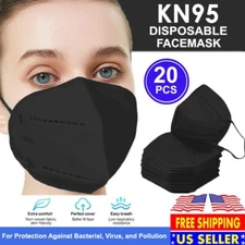 20 PCS KN95 Face Mask Disposable Protective Respirator Mouth Nose Cover [BLACK]