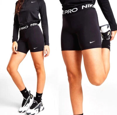 Nike Pro Girls 5" Sport Shorts Junior Black Sports Activewear 8 To 15 Years
