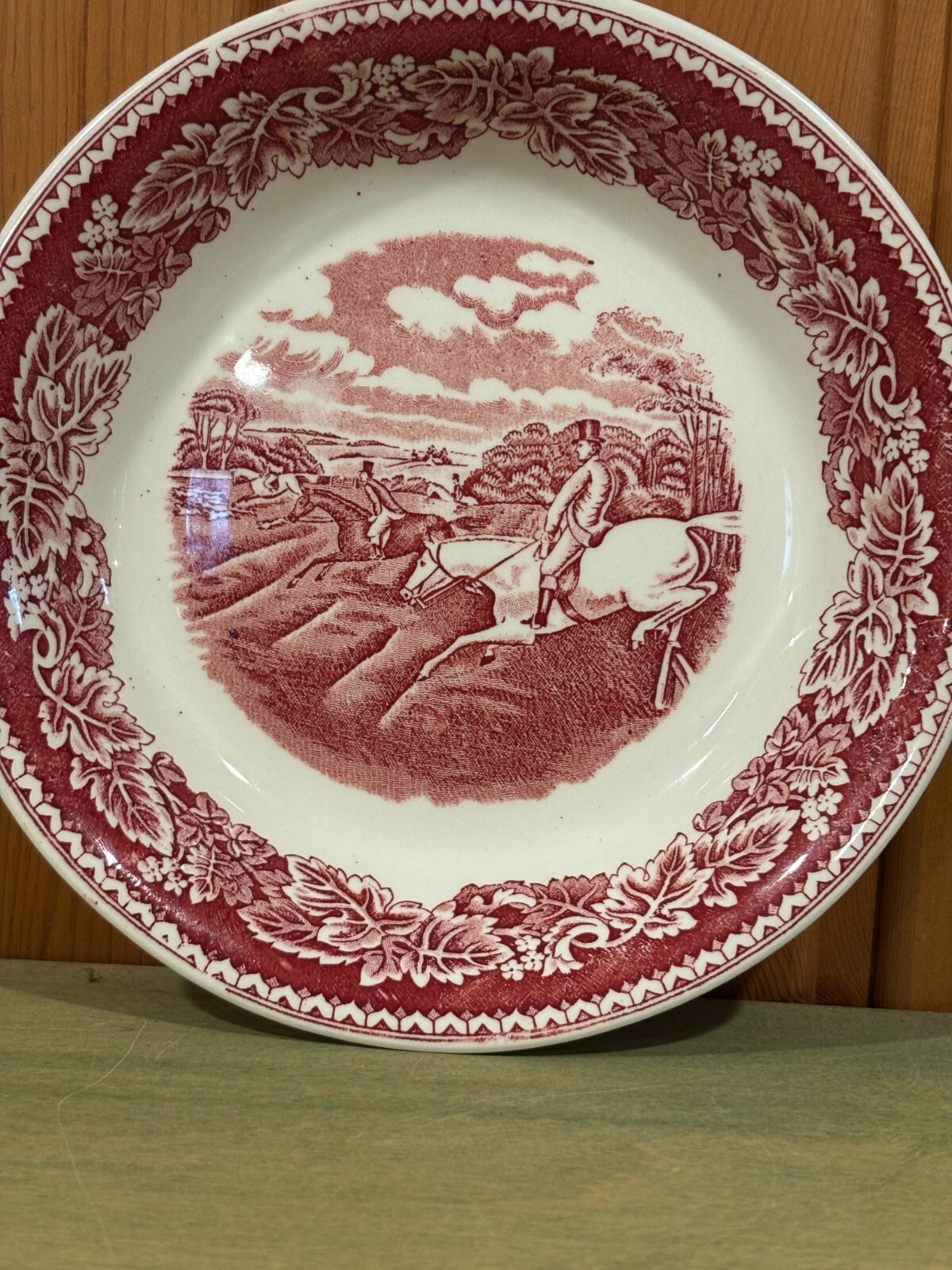 Vintage Red Currier And Ives Soup Bowl - Fox Hunting Full Cry
