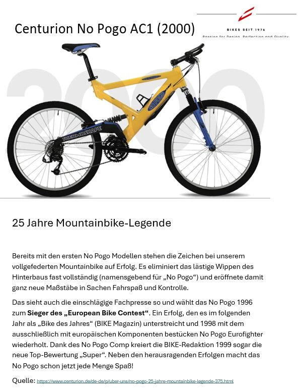 Centurion No Pogo AC1 (2000) - die Mountainbike-Legende - inkl. Originalmanuals - Bild 2 von 4